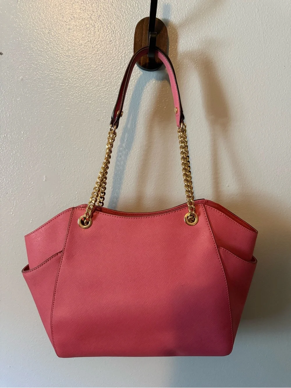 Michael Kors Coral Pink Saffiano Leather Shoulder Bag